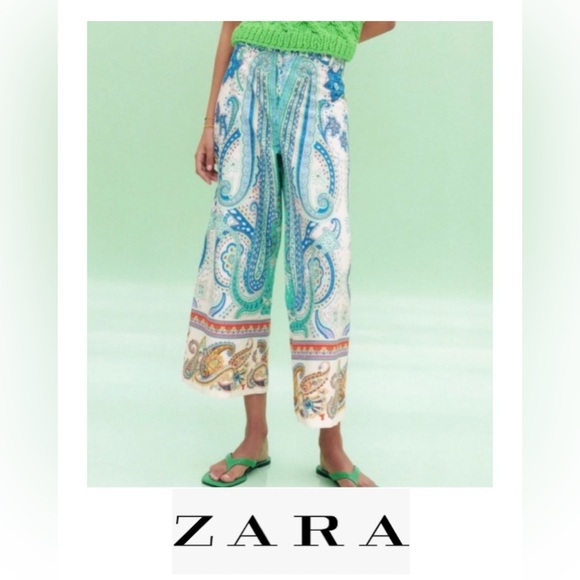Spring/summer 🆕French Riviera ZARA mediterranean vibes pant Xs - Picture 1 of 7